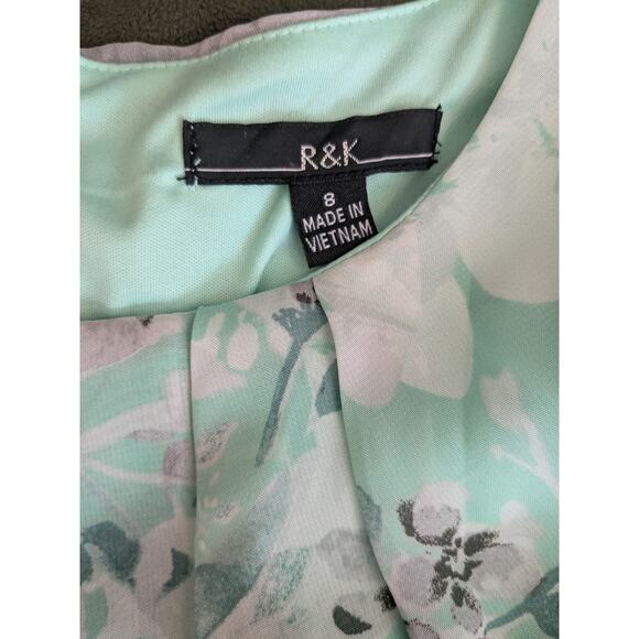 NWT $89 R&K Mint Floral Maxi Dress Scoop Neck Sleeveless Belted Formal Sz 8 - Picture 7 of 10